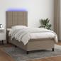 Preview: ARDEBO.de - Boxspringbett mit Matratze & LED Taupe 100x200 cm Stoff