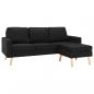 Preview: 3-Sitzer-Sofa mit Hocker Schwarz Stoff