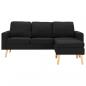 Preview: 3-Sitzer-Sofa mit Hocker Schwarz Stoff