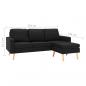 Preview: 3-Sitzer-Sofa mit Hocker Schwarz Stoff