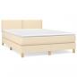 Preview: Boxspringbett mit Matratze Creme 140x200 cm Stoff