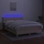 Preview: Boxspringbett mit Matratze & LED Creme 140x200 cm Stoff