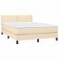 Preview: Boxspringbett mit Matratze & LED Creme 140x200 cm Stoff