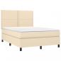 Preview: Boxspringbett mit Matratze Creme 140x200 cm Stoff