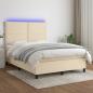 Preview: ARDEBO.de - Boxspringbett mit Matratze & LED Creme 140x200 cm Stoff