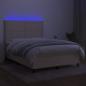 Preview: Boxspringbett mit Matratze & LED Creme 140x200 cm Stoff