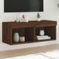 Preview: ARDEBO.de - TV-Schrank mit LED-Leuchten Braun Eichen-Optik 80x30x30 cm