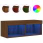 Preview: TV-Schrank mit LED-Leuchten Braun Eichen-Optik 80x30x30 cm