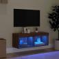 Preview: TV-Schrank mit LED-Leuchten Braun Eichen-Optik 80x30x30 cm