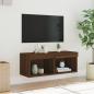 Preview: TV-Schrank mit LED-Leuchten Braun Eichen-Optik 80x30x30 cm