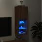 Preview: TV-Schrank mit LED-Leuchten Braun Eichen-Optik 40,5x30x102 cm