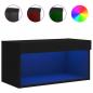 Preview: TV-Schrank mit LED-Leuchten Schwarz 60x30x30 cm