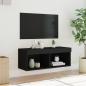 Preview: TV-Schrank mit LED-Leuchten Schwarz 80x30x30 cm