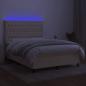 Preview: Boxspringbett mit Matratze & LED Creme 140x190 cm Stoff