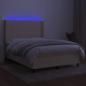 Preview: Boxspringbett mit Matratze & LED Creme 140x190 cm Stoff