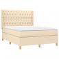 Preview: Boxspringbett mit Matratze & LED Creme 140x190 cm Stoff