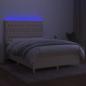 Preview: Boxspringbett mit Matratze & LED Creme 140x190 cm Stoff