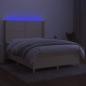 Preview: Boxspringbett mit Matratze & LED Creme 140x190 cm Stoff