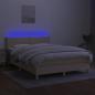 Preview: Boxspringbett mit Matratze & LED Creme 140x190 cm Stoff