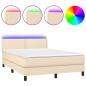 Preview: Boxspringbett mit Matratze & LED Creme 140x190 cm Stoff