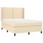 Preview: Boxspringbett mit Matratze & LED Creme 140x190 cm Stoff