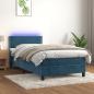 Preview: ARDEBO.de - Boxspringbett mit Matratze & LED Dunkelblau 90x190 cm Samt