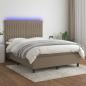 Preview: ARDEBO.de - Boxspringbett mit Matratze & LED Taupe 140x190 cm Stoff