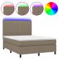 Preview: Boxspringbett mit Matratze & LED Taupe 140x190 cm Stoff