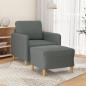 Preview: ARDEBO.de - Sessel mit Hocker Dunkelgrau 60 cm Stoff