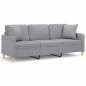 Preview: 3-Sitzer-Sofa mit Zierkissen Hellgrau 180 cm Stoff