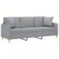 Preview: 3-Sitzer-Sofa mit Zierkissen Hellgrau 180 cm Stoff