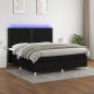 Preview: ARDEBO.de - Boxspringbett mit Matratze & LED Schwarz 160x200 cm Stoff