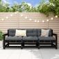 Preview: ARDEBO.de - 3-tlg. Garten-Lounge-Set Schwarz Massivholz Kiefer