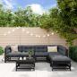 Preview: ARDEBO.de - 7-tlg. Garten-Lounge-Set Schwarz Massivholz Kiefer