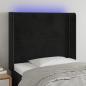 Preview: ARDEBO.de - LED Kopfteil Schwarz 83x16x118/128 cm Samt