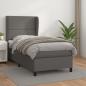 Preview: ARDEBO.de - Boxspringbett mit Matratze Grau 100x200 cm Kunstleder