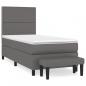 Preview: Boxspringbett mit Matratze Grau 100x200 cm Kunstleder