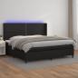 Preview: ARDEBO.de - Boxspringbett mit Matratze & LED Schwarz 200x200 cm Kunstleder