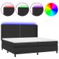 Preview: Boxspringbett mit Matratze & LED Schwarz 200x200 cm Kunstleder