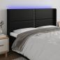 Preview: ARDEBO.de - LED Kopfteil Schwarz 203x16x118/128 cm Kunstleder