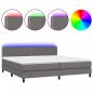 Preview: Boxspringbett mit Matratze & LED Grau 200x200 cm Kunstleder