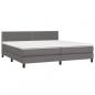 Preview: Boxspringbett mit Matratze & LED Grau 200x200 cm Kunstleder