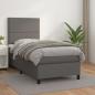 Preview: ARDEBO.de - Boxspringbett mit Matratze Grau 100x200 cm Kunstleder