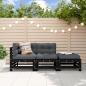 Preview: ARDEBO.de - 3-tlg. Garten-Lounge-Set Schwarz Massivholz Kiefer