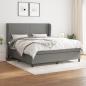 Preview: ARDEBO.de - Boxspringbett mit Matratze Dunkelgrau 180x200 cm Stoff