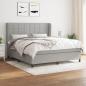 Preview: ARDEBO.de - Boxspringbett mit Matratze Hellgrau 180x200 cm Stoff