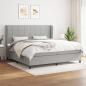 Preview: ARDEBO.de - Boxspringbett mit Matratze Hellgrau 200x200 cm Stoff