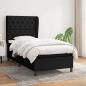 Preview: ARDEBO.de - Boxspringbett mit Matratze Schwarz 80x200 cm Stoff