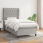 Preview: ARDEBO.de - Boxspringbett mit Matratze Hellgrau 100x200 cm Stoff