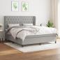 Preview: ARDEBO.de - Boxspringbett mit Matratze Hellgrau 160x200 cm Stoff